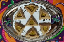 Photo of vegan hamantaschen with pineapple and mango filling