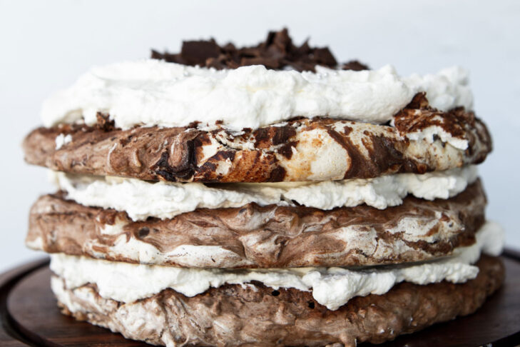 Stock image of hazelnut chocolate meringue cake