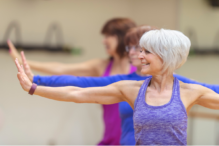 Stock image of a senior exercise class