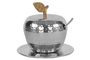 Photo of a stainless steel apple honey dish from Judaica Central in Scottsdale