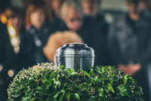 Image of an urn at a funeral