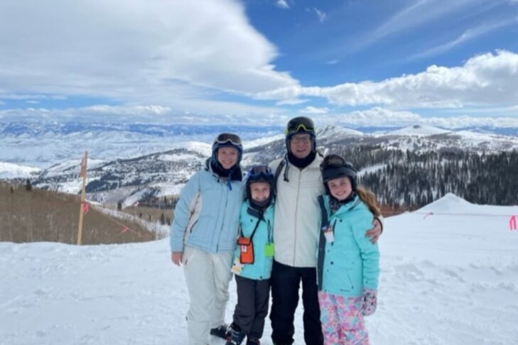 Photo of Michael Arko and family skiing